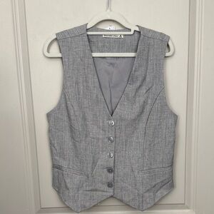 Abercrombie & Fitch Gray Button-Front Vest